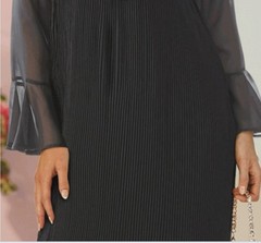 Size XL Midnight Velvet Black Wedding Funeral Church Abrielle Pleated Maxi Dress