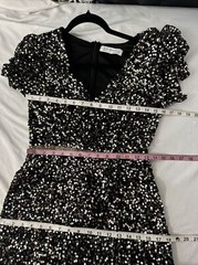 NWT Mac Duggal [ 6 ] 5540 Sequined Wrap Over Butterfly Sleeve Gown Black #S1082