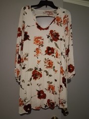 mittoshop White Floral Mini Dress with Red and Green Accents