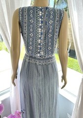 BCBG MAX AZRIA $338 KOKO Draped High Slit Printed Maxi Gray Dress Size 8