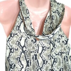 Mittoshop Women&rsquo;s Size S Snake Skin Halter Dress Beige Reputation Aesthetic