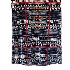 THML Navy, White, Red, Green Mixed Print & Embroidered Knee Length Dress S