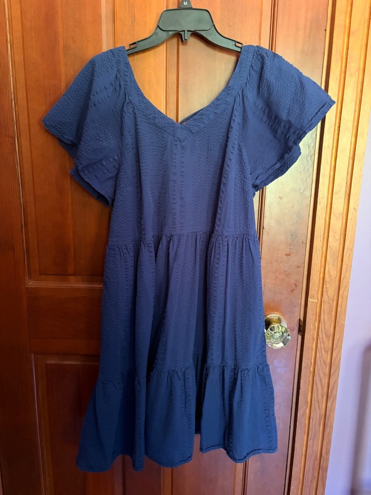 Blue Dress Size M Above Knee 100% Cotton