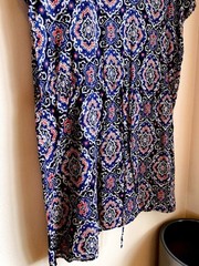 EUC JCrew S Cotton Tissue Tunic Top Dress Sheer Fabric Vneck Drawstring Waist
