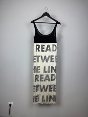 Vintage Moschino Cheap and Chic READ BETWEEN THE LINES Fringe Dress US 10 Size