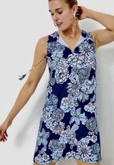 Lilly Pulitzer Johana Cover-Up Dress Low Tide Navy Bouquet All Day NWT Size XL