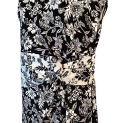 Lands End Knee Length Floral Pull Over Knit Sheath Dress Black White 10 or M