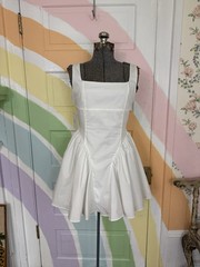 NWT The Vintage Shop White Bow Back Cotton Fit and Flare Mini Dress Sz Med 🧡🍄