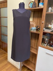 GIANFRANCO FERRE STUDIO DARK BROWN CREPE PENCIL SLEEVELESS DRESS-IT 42,UK 10