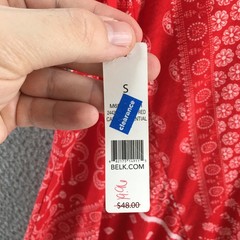 New Directions Asymmetrical Hem A-Line Dress Womens S Red Paisley Sleeveless NEW
