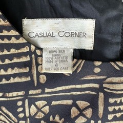 Casual Corner Geometric sleeveless Brown Gold knee-high shift dress, Silk Sz 4
