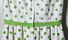 VTG 60s White Green Polka-Dots Dress Size S-M Rockabilly Garden Tea Party Mod