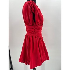 Extro&Vert Red Gathered Ruched Bubble Hem Mini Dress Size M