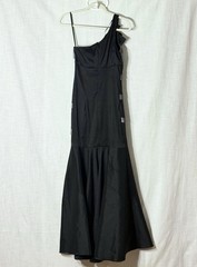 Betsy & Adam One Shoulder Mermaid Gown Black Gray Formal Prom Evening Dress 8
