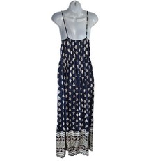 Lascana Navy Blue Patterned Spaghetti Strap Maxi Women&rsquo;s Size 8 New