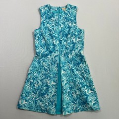 Michael Kors Dress Marble Swirl Print Sleeveless Fit Flare Blue Womens 6P