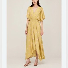 Grade & Gather – women’s watercolor floral print maxi dress 1/2 sleeve V- neck S