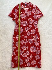 Womens Tropical Floral Cut Out Midi Shirt Dress Size XL Summer Resort Chic