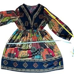 Boho Dress XL Summer Patchwork Fall 0X Dress Vintage Style Bohemian 14 Dress XXL