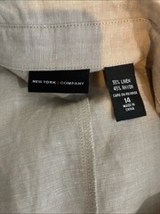 New York & Co. Linen Blend Women’s 14 Button-Front Shirt Dress Belt Beige Taupe