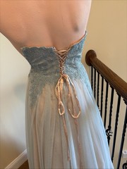 TLC Say Yes To The Prom 5 Blue Silver Rhinestone Bling Strapless Lace Up Dress