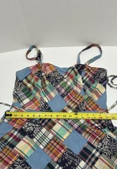 VTG American Living madras patchwork sundress 100% cotton 14 Side Zip Tie Belt