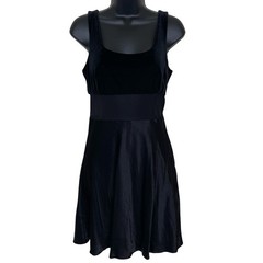 Zum Zum Black Velvet Satin Skater Dress 11/12 Sheer Mesh 90s Y2K Whimsigoth