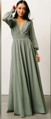 Baltic Born 1X Plus Olivia Maxi Dress Green Wedding Plunging V Neck Boho Whimsy