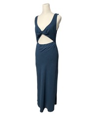 Petal and Pup Apollo Blue Cut Outs Linen Blend Midi Dress Size 4