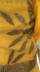 Beaded Golden Yellow Wedding Guest Midi Dress US 4-6 Virgos Lounge UK10