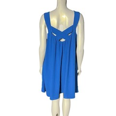 Ophelia Roe Women&rsquo;s Blue Sleeveless Dress Size M Polyester Crinkle Cross Back