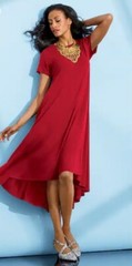 Size 1X PLUS Midnight Velvet Rust Summer Church Dinner Gigi High-Low Swing Dress