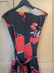Ted Baker Red & Black Silk Cocktail Dress Size 1 UK 8 – 100% Silk Wedding Races