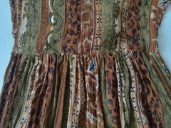 Vintage Select Brown and Green Beaded Floral Animal Print Dress Women&rsquo;s Medium