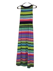 New Directions Petite Large Multicolor Striped Maxi Dress Sleeveless Keyhole Nec