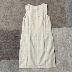 212 Collection Womens Cream Linen Blend Embroidered Neck Shift Dress Size 6