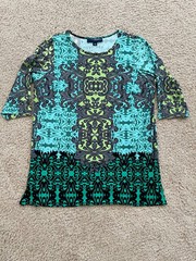 Size 1X Denim 24/7 Womens Dress Plus Poly Spandex Retro Print Boho Hippie NWOT
