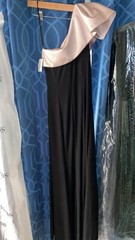 Two-Tone Ruffle One shoulder black and blush gown-NEW WITH TAGS-size 2