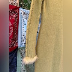 Rehab Lab Olive Knit Dress with Faux Fur Cuffs