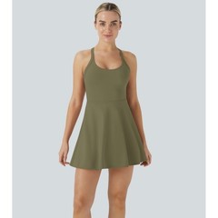Halara Airy Backless Twisted InstantCool Dance Active Dress Easy Peezy Green S