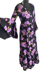 Borgo de Nor 100% Silk Floral Maxi Dress BNWT UK 10 Bell Sleeve Luxury Designer