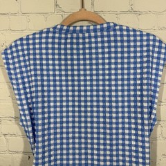 Tanya Taylor Textured Gingham Dress Womens Medium Blue White Check Knit Midi