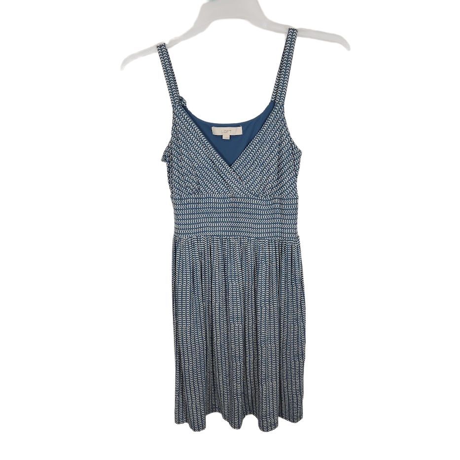Ann Taylor Loft V-neck Tank Dress in Blue and White Size Small