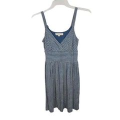 Ann Taylor Loft V-neck Tank Dress in Blue and White Size Small