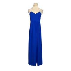 Badgley Mischka Belle Blue X-Back Formal Chiffon Maxi Dress size 2