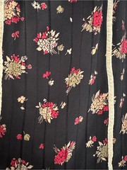 Anna Sui Black Floral Tiered Sundress 100 Silk with Lace Trim