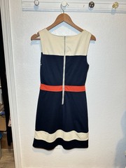 41 Hawthorn Navy Colorblock Sheath Dress Red Accent Sleeveless Size S