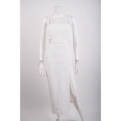 Zara Womens Cut-Out Midi Dress L White Front Slit sleeveless 2298/143 NWT