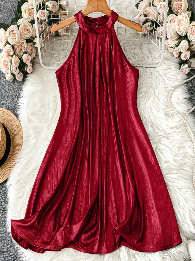 Women&rsquo;s Red Backless Mini Dress A-Line Sleeveless Party Cocktail Evening
