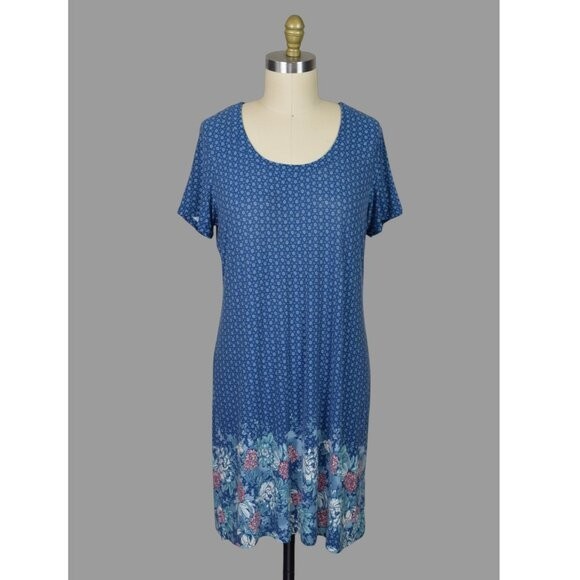 SOMA Stretch Floral Print Scoop Neck Dress Size Medium